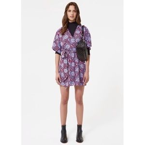 Rebecca Minkoff Janae Floral Faux Wrap Dress Small Burgundy